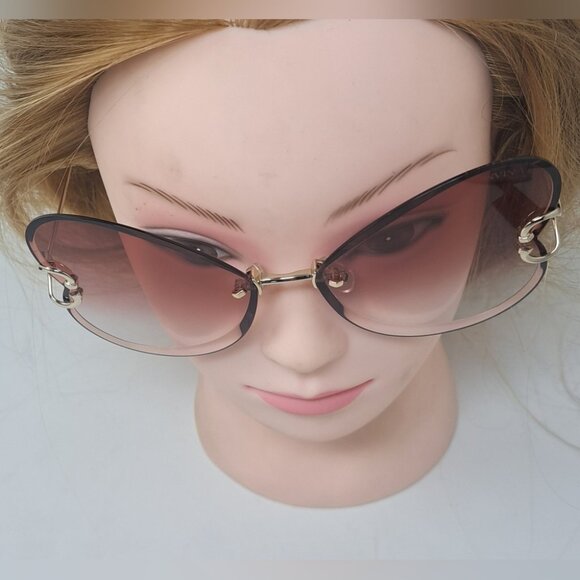 Lanvin Sunglasses Heart Rose Metal Butterfly Rimless Oversized LN124S 67-16-140